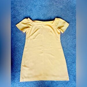 White House Black Market off shoulder yellow shift dress size 10